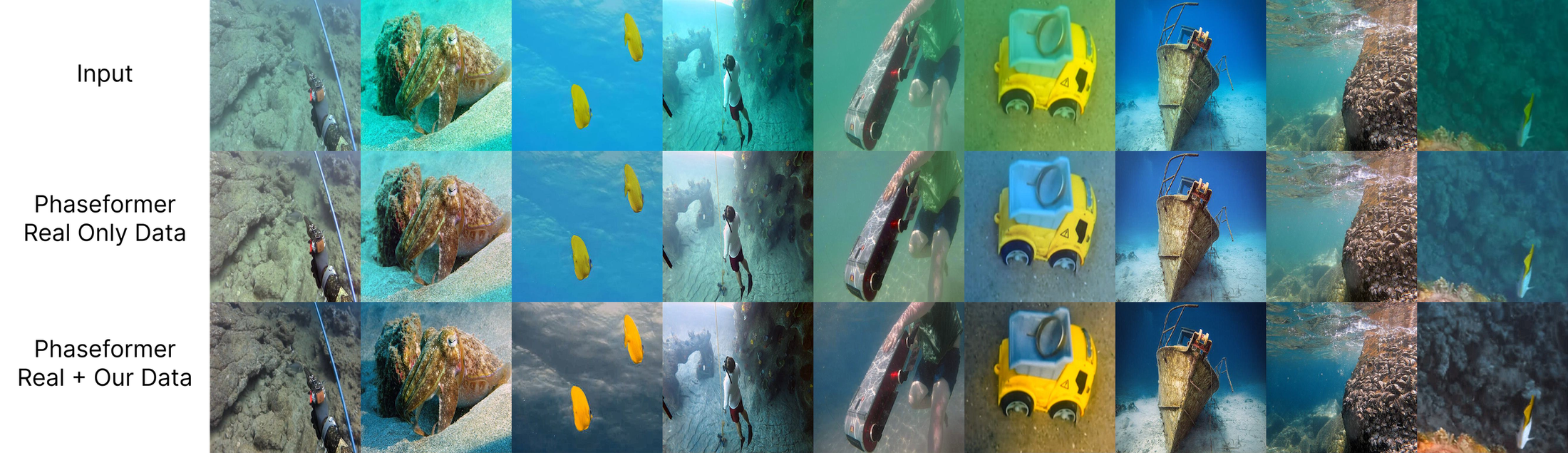 Restoration results with WaterGen data augmentation